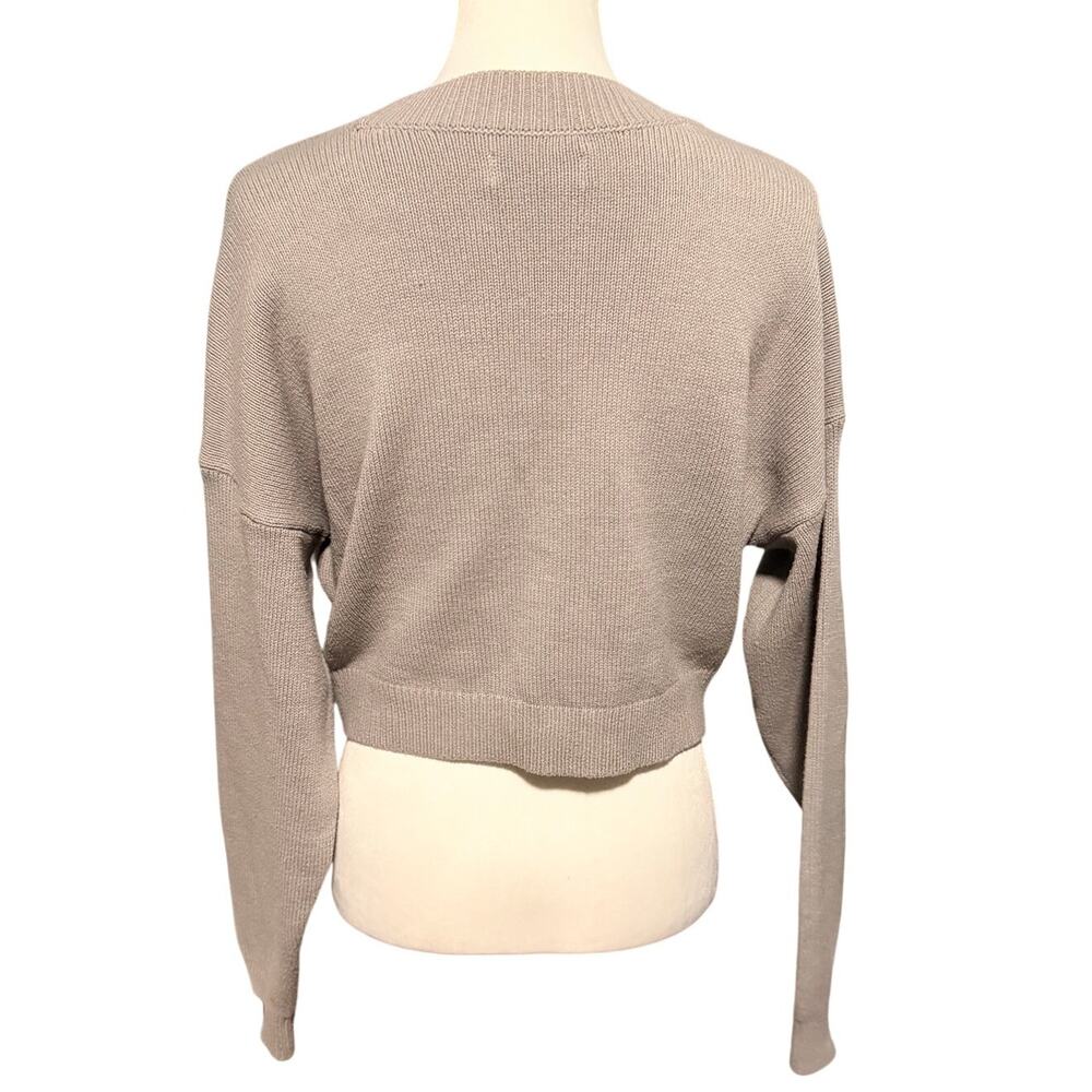 Hollister Crop Cardigan Medium Gray Blue White - Picture 3 of 4